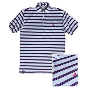 Turtleson Performance Polo Shirt Blue Pink Stripe Nantucket Embroidery Golf Sz S
